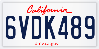 CA license plate 6VDK489