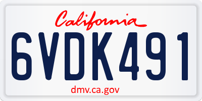 CA license plate 6VDK491