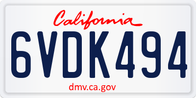 CA license plate 6VDK494