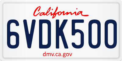 CA license plate 6VDK500