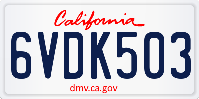 CA license plate 6VDK503