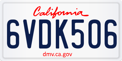 CA license plate 6VDK506