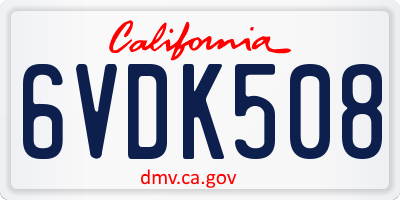 CA license plate 6VDK508