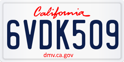CA license plate 6VDK509