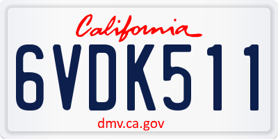 CA license plate 6VDK511