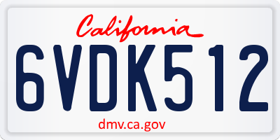 CA license plate 6VDK512