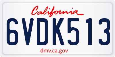 CA license plate 6VDK513
