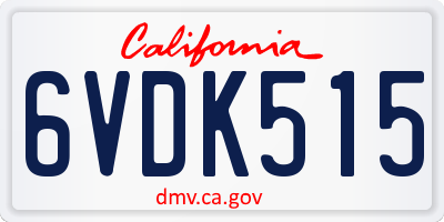 CA license plate 6VDK515