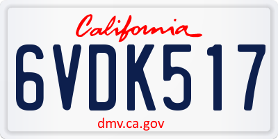 CA license plate 6VDK517
