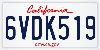 CA license plate 6VDK519