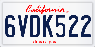 CA license plate 6VDK522