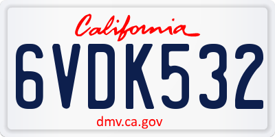 CA license plate 6VDK532