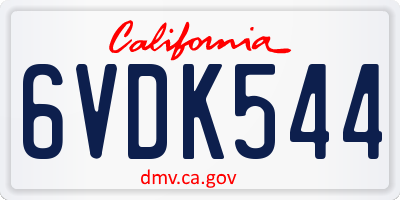 CA license plate 6VDK544
