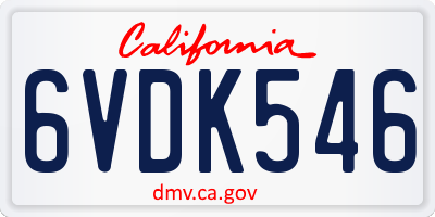 CA license plate 6VDK546