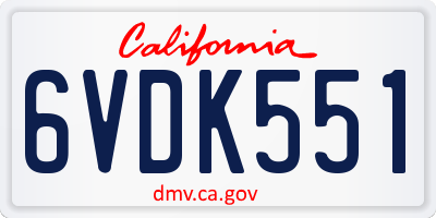 CA license plate 6VDK551