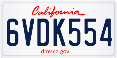 CA license plate 6VDK554