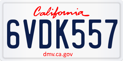 CA license plate 6VDK557