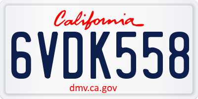 CA license plate 6VDK558