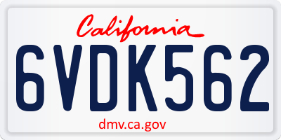 CA license plate 6VDK562