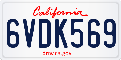 CA license plate 6VDK569