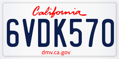 CA license plate 6VDK570
