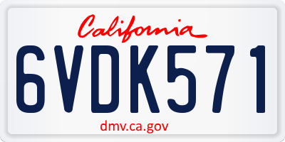 CA license plate 6VDK571