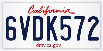 CA license plate 6VDK572