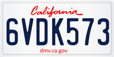 CA license plate 6VDK573