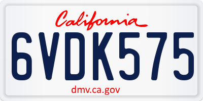 CA license plate 6VDK575