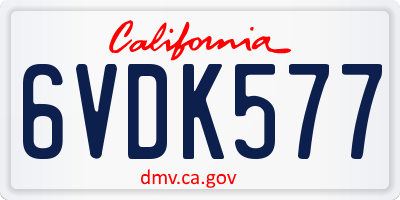 CA license plate 6VDK577