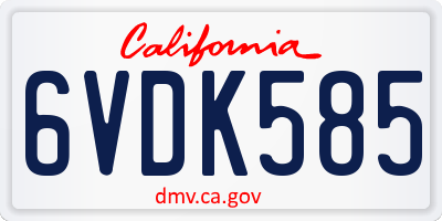 CA license plate 6VDK585