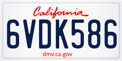 CA license plate 6VDK586