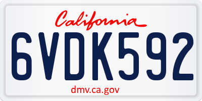 CA license plate 6VDK592