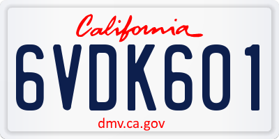 CA license plate 6VDK601