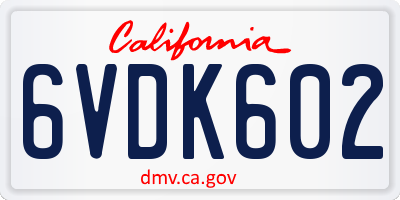 CA license plate 6VDK602