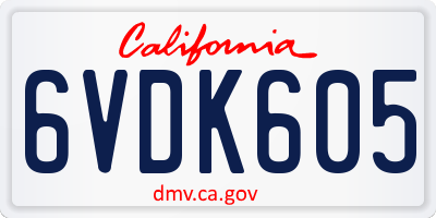 CA license plate 6VDK605