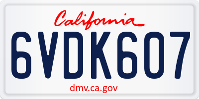 CA license plate 6VDK607