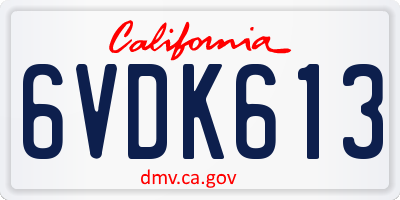 CA license plate 6VDK613