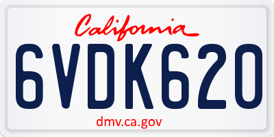 CA license plate 6VDK620