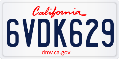 CA license plate 6VDK629