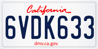 CA license plate 6VDK633