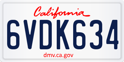 CA license plate 6VDK634