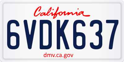 CA license plate 6VDK637