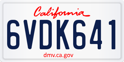 CA license plate 6VDK641