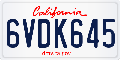 CA license plate 6VDK645