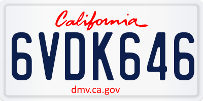 CA license plate 6VDK646