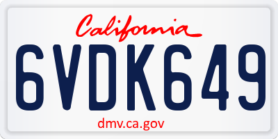 CA license plate 6VDK649