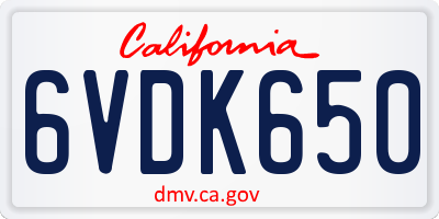 CA license plate 6VDK650