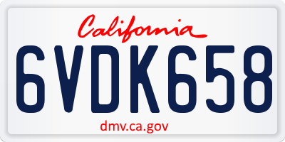 CA license plate 6VDK658
