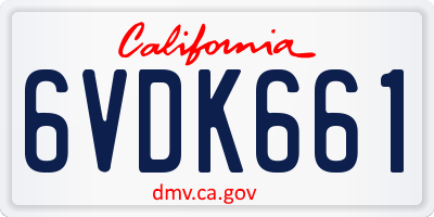 CA license plate 6VDK661